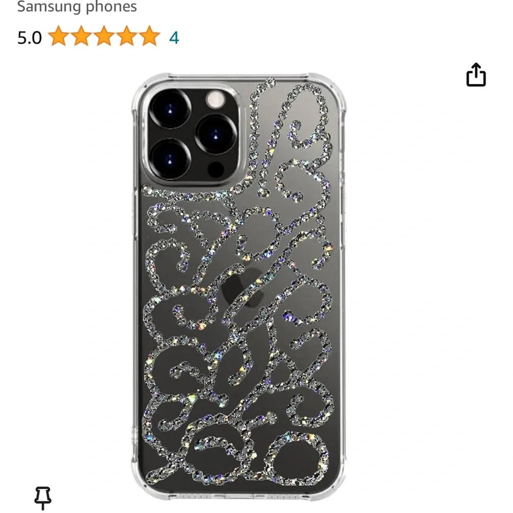 🆕NWT Handmade Bling Filigree I-Phone 12 Pro case/cover with Swarovski Crystals.